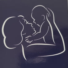 Load image into Gallery viewer, Outline of a mother holding a baby against a dark background