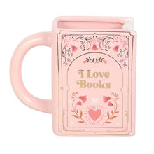Load image into Gallery viewer, Book Shaped Mug- I Love Books (Pink)
