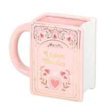 Load image into Gallery viewer, Book Shaped Mug- I Love Books (Pink)
