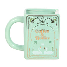Load image into Gallery viewer, Book Shaped Mug- Coffee and Books (Green)
